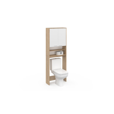 Meuble dessus machine à laver Will blanc et bois