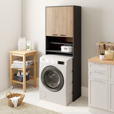 Meuble dessus machine à laver Will noir et bois