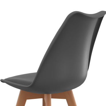Chaises Nordia gris foncé pieds bois - lot de 4