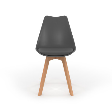 Chaises Nordia gris foncé pieds bois - lot de 4