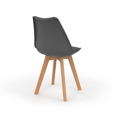 Chaises Nordia gris foncé pieds bois - lot de 4