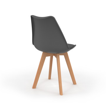 Chaises Nordia gris foncé pieds bois - lot de 4