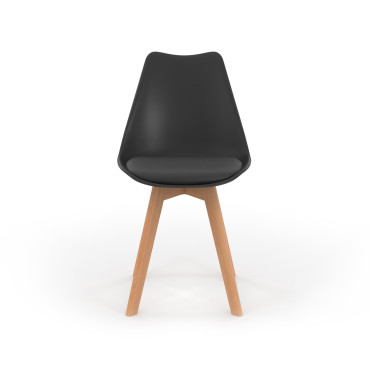 Chaises Nordia noire pieds bois - lot de 4