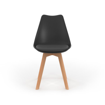 Chaises Nordia noire pieds bois - lot de 4