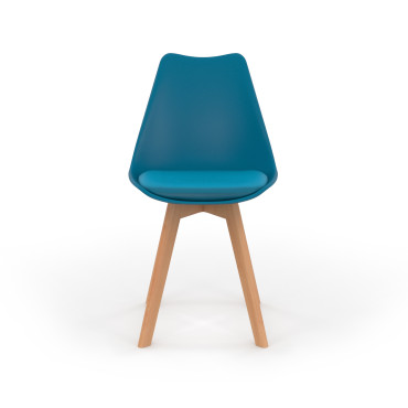 Chaises Nordia mix couleurs (blanc, gris et bleu canard) - lot de 4