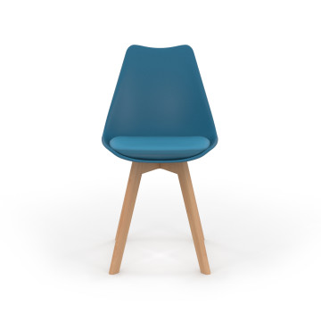 Chaises Nordia bleu canard pieds bois - lot de 6