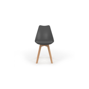 Chaises Nordia gris foncé pieds bois - lot de 6