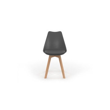Chaises Nordia gris foncé pieds bois - lot de 6