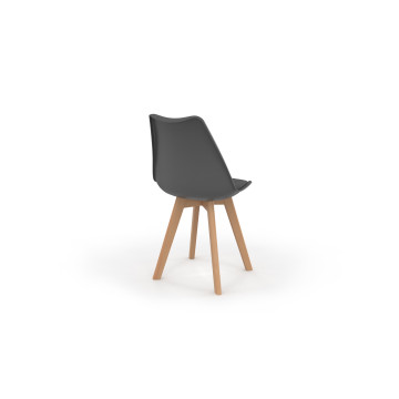 Chaises Nordia gris foncé pieds bois - lot de 6