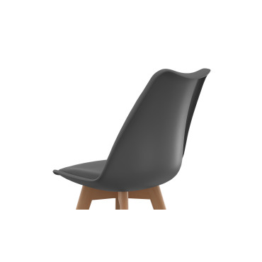 Chaises Nordia gris foncé pieds bois - lot de 6