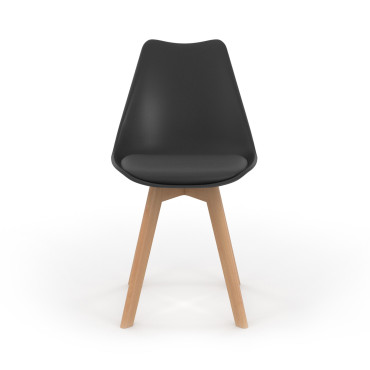 Chaises Nordia noire pieds bois - lot de 6