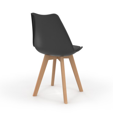 Chaises Nordia noire pieds bois - lot de 6