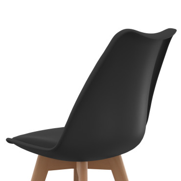 Chaises Nordia noire pieds bois - lot de 6