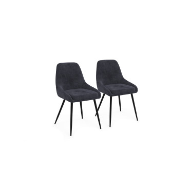 Chaises Olivia velours gris foncé pieds métal - lot de 2