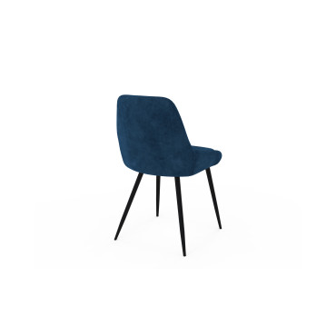 Chaises Olivia velours bleu pieds métal - lot de 2