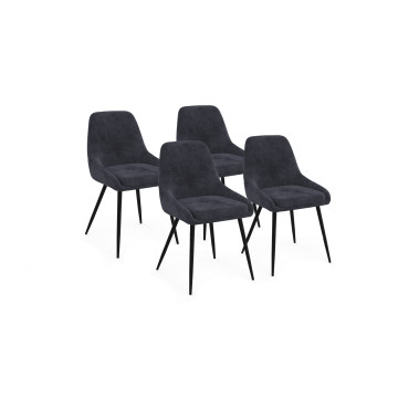 Chaises Olivia velours gris foncé pieds métal - lot de 4