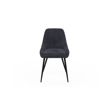 Chaises Olivia velours gris foncé pieds métal - lot de 4