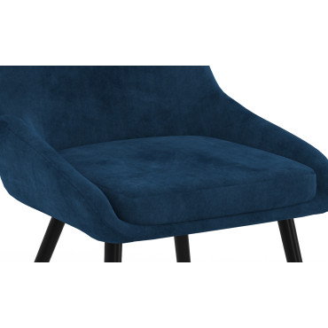 Chaises Olivia velours bleu pieds métal - lot de 4