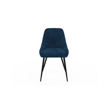Chaises Olivia velours bleu pieds métal - lot de 4