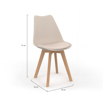 Chaises Nordia beige pieds bois - lot de 6