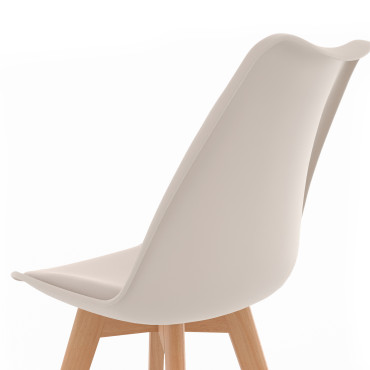 Chaises Nordia beige pieds bois - lot de 6