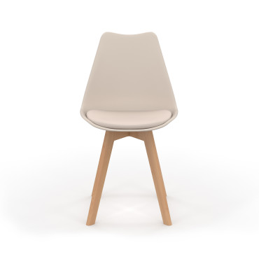 Chaises Nordia beige pieds bois - lot de 6