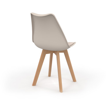 Chaises Nordia beige pieds bois - lot de 6