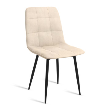 Chaises Linda velours crème pieds métal noirs - lot de 6