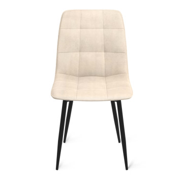 Chaises Linda velours crème pieds métal noirs - lot de 6