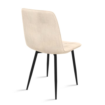 Chaises Linda velours crème pieds métal noirs - lot de 6