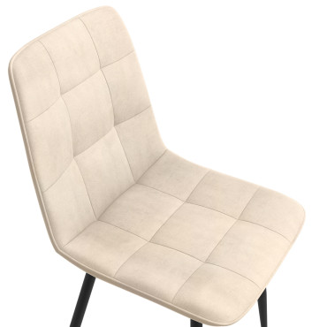 Chaises Linda velours crème pieds métal noirs - lot de 6