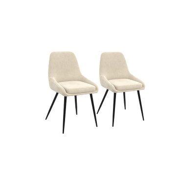 Chaises Olivia velours crème pieds métal - lot de 2