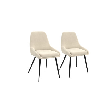 Chaises Olivia velours crème pieds métal - lot de 2
