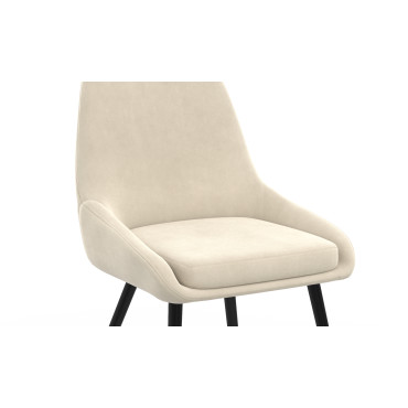 Chaises Olivia velours crème pieds métal - lot de 2
