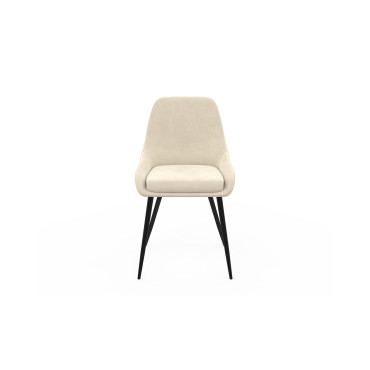 Chaises Olivia velours crème pieds métal - lot de 2
