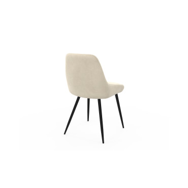 Chaises Olivia velours crème pieds métal - lot de 2