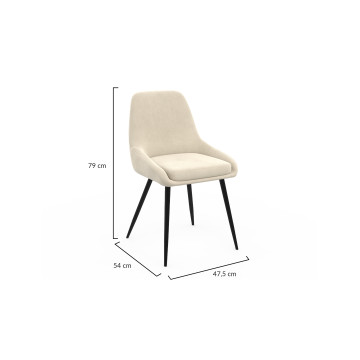 Chaises Olivia velours crème pieds métal - lot de 2