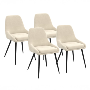 Chaises Olivia velours crème pieds métal - lot de 4