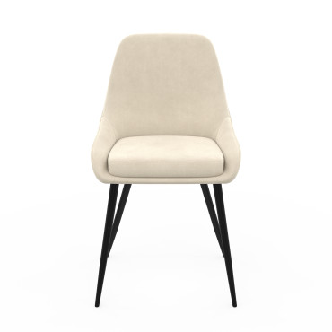 Chaises Olivia velours crème pieds métal - lot de 4