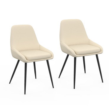 Chaises Ornella tissu beige pieds métal noirs - lot de 2