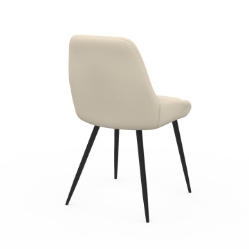 Chaises Ornella tissu beige pieds métal noirs - lot de 2