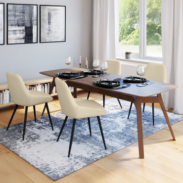 Chaises Ornella tissu beige pieds métal noirs - lot de 4