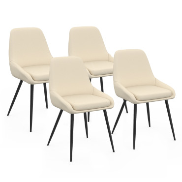Chaises Ornella tissu beige pieds métal noirs - lot de 4