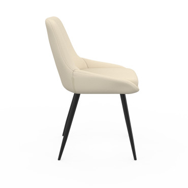 Chaises Ornella tissu beige pieds métal noirs - lot de 4