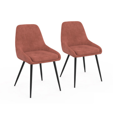 Chaises Olivia velours terracotta pieds métal - lot de 2