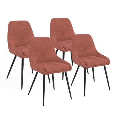 Chaises Olivia velours terracotta pieds métal - lot de 4