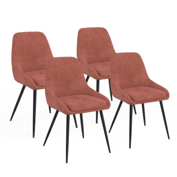 Chaises Olivia velours terracotta pieds métal - lot de 4