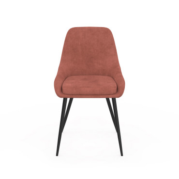 Chaises Olivia velours terracotta pieds métal - lot de 4