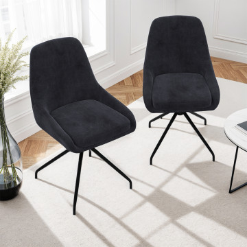 Chaises Olivia pivotantes velours gris pieds métal - lot de 2