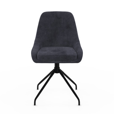 Chaises Olivia pivotantes velours gris pieds métal - lot de 2